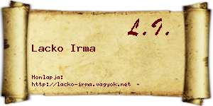Lacko Irma névjegykártya